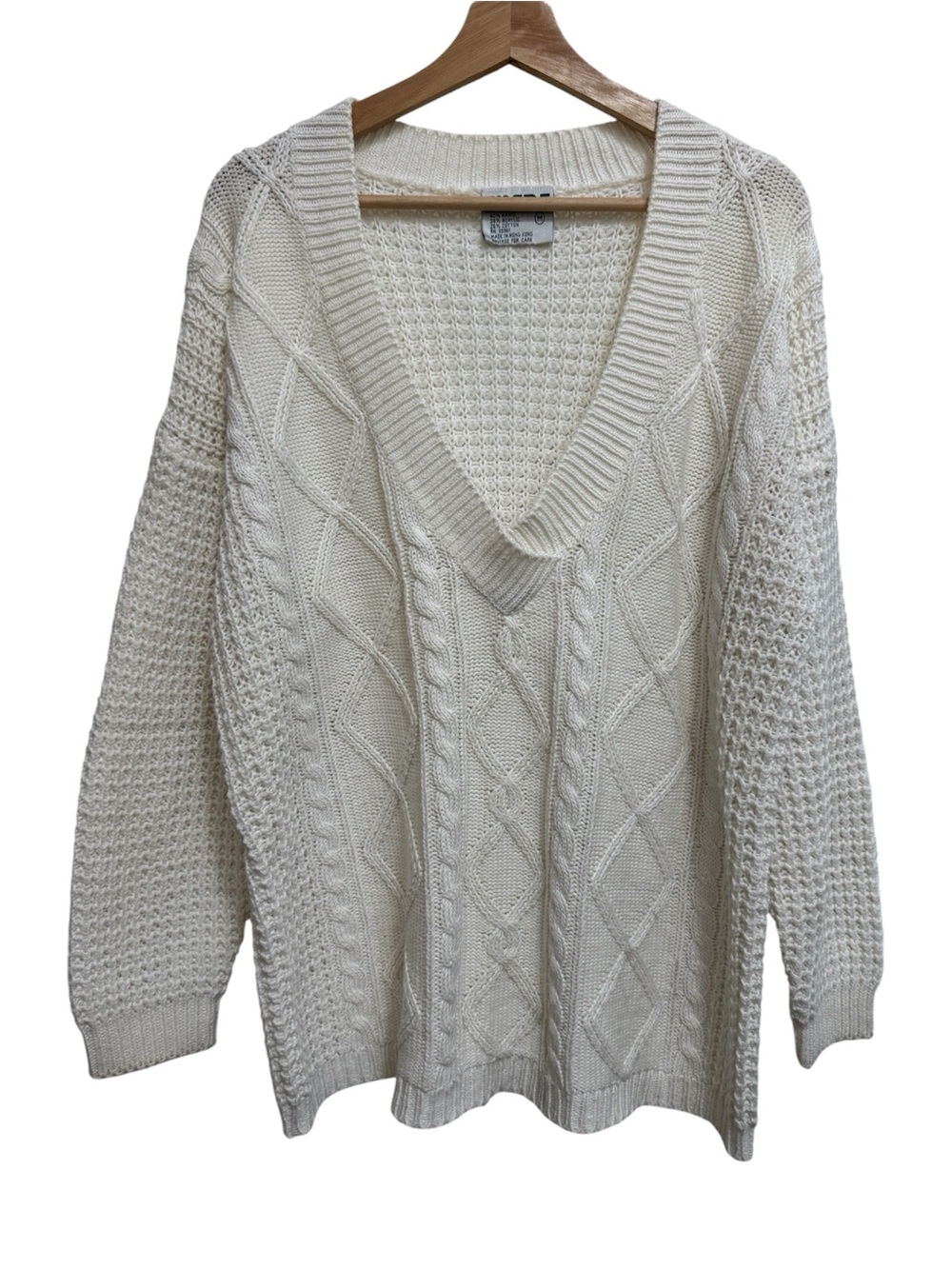 Vintage 90s Deb Cable Knit Oversized Sweater Women’s Medium Heritage Prep Tennis